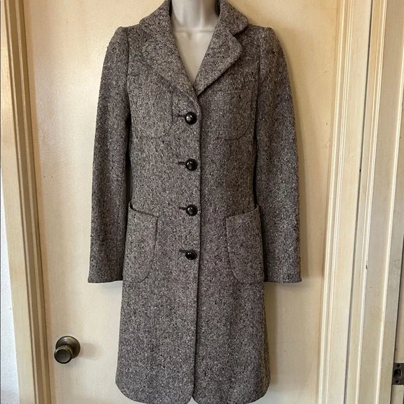 Banana Republic Brown Tweed Tailored Frock Coat size XS - Picture 1 of 16